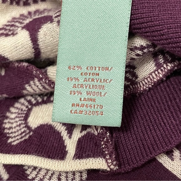 Rare*ANTHRO* HWR Monogram, Climbing Marigold Cotton/Wool Blend Cardigan Sz M - Picture 8 of 10